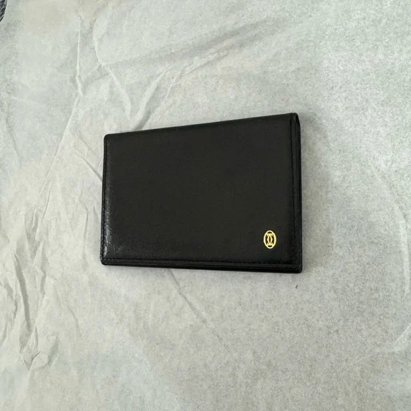 Cartier Pasha de Cartier Card Holder Card Case Black Leather Wallet AUTHENTIC - Picture 6 of 10